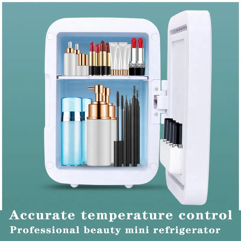 Star Makeup Compact Refrigerator with LED Mirror, 4L Mini Fridge, Skin Care, for Bedroom, Car, Office & Dorm, White