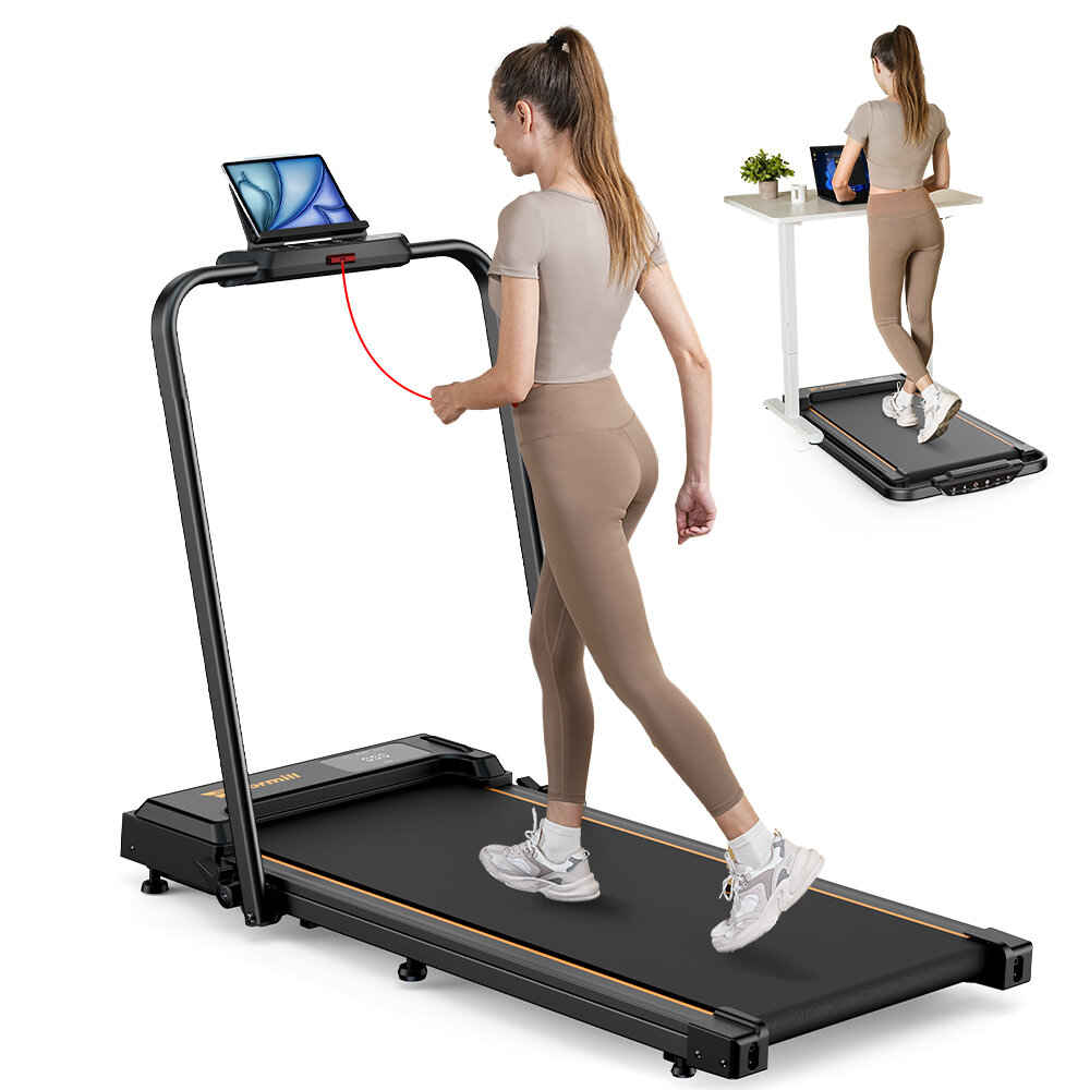 Folding Treadmill with Handrail & Adjustable Incline, 1-10 km/h Portable Running Machine for Home, walking pad LED Display, Phone Holder & Remote Control-Folding Treadmill with Handrail & Adjustable Incline, 1-10 km/h Portable Running Machine for Home, walking pad LED Display, Phone Holder & Remote Control